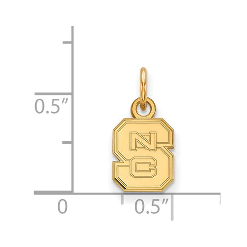 10k Gold LogoArt North Carolina State University N-C-S Extra Small Pendant