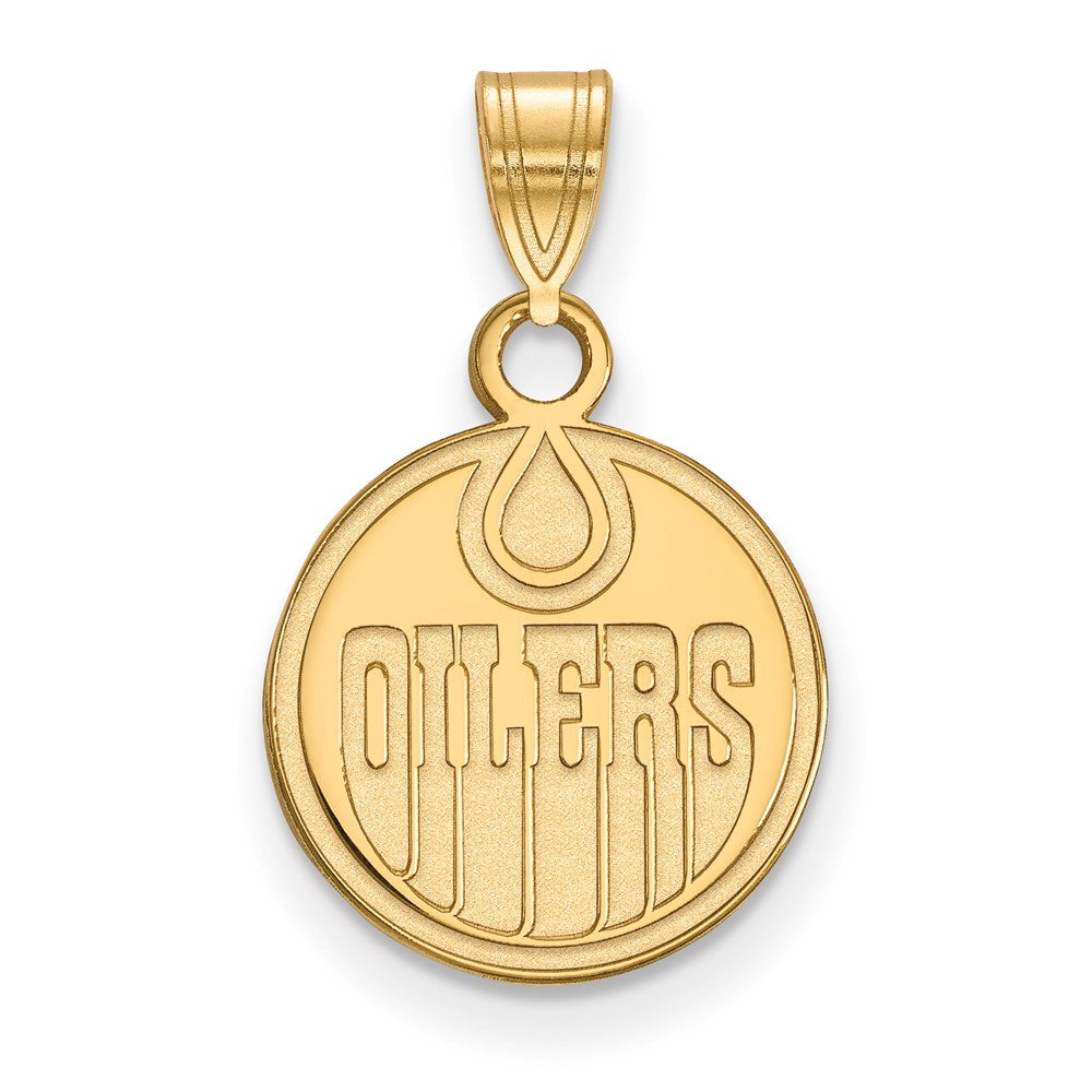 Sterling Silver Gold-plated NHL LogoArt Edmonton Oilers Small Pendant