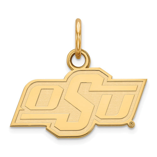 10k Gold LogoArt Oklahoma State University O-S-U Extra Small Pendant
