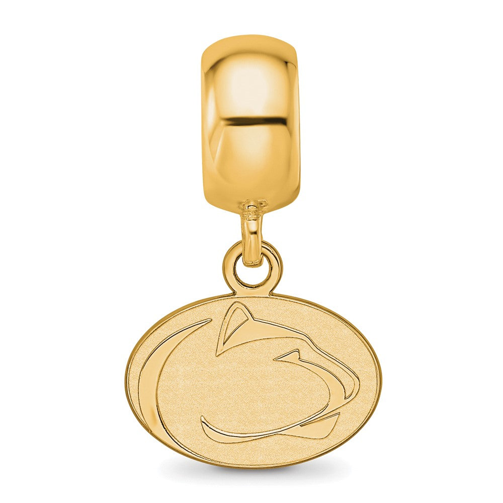 Sterling Silver Gold-plated LogoArt Penn State University Lion Extra Small Dangle Bead Charm
