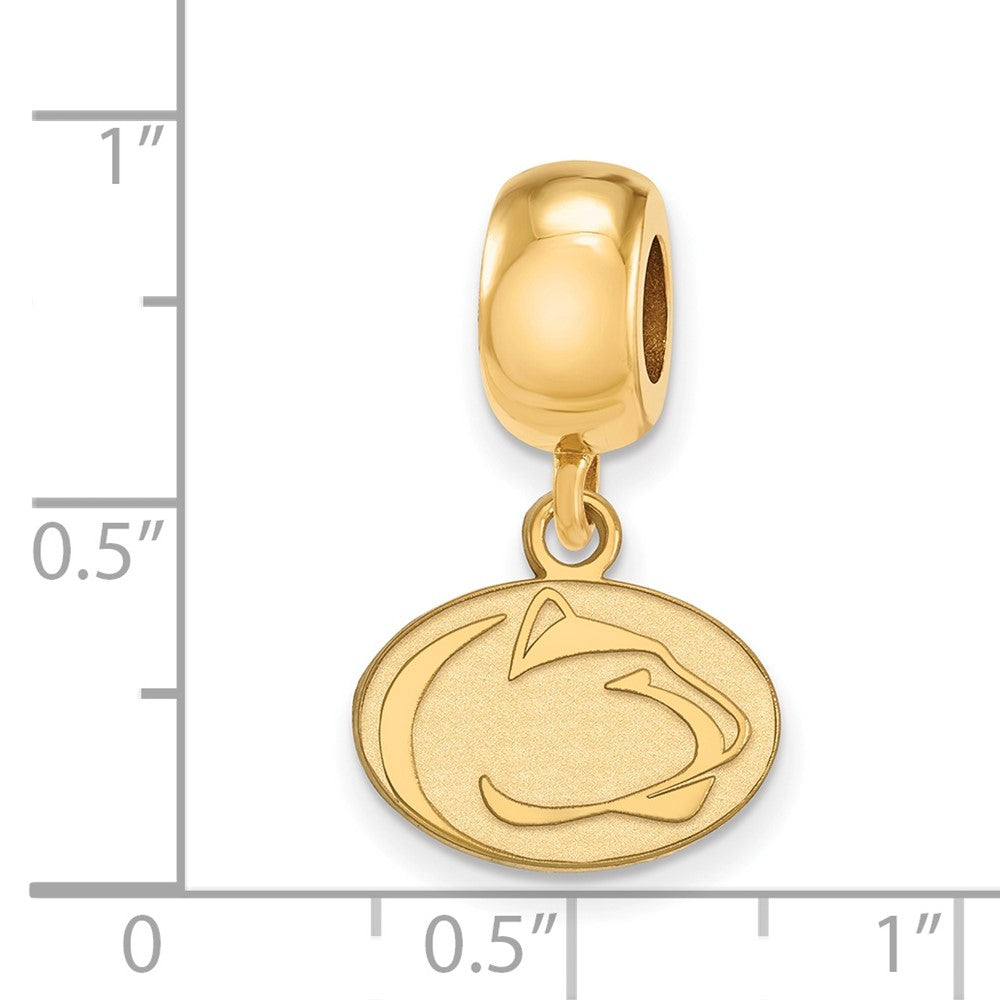 Sterling Silver Gold-plated LogoArt Penn State University Lion Extra Small Dangle Bead Charm
