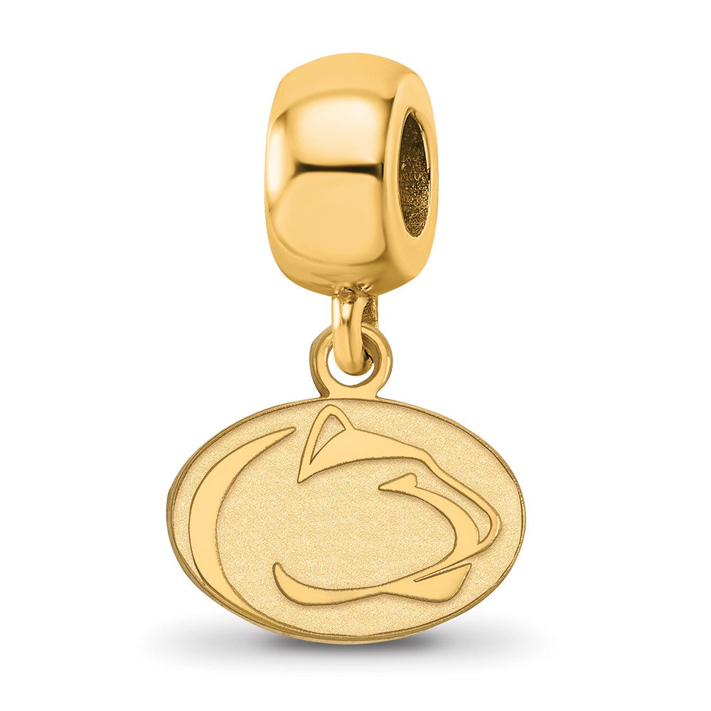 Sterling Silver Gold-plated LogoArt Penn State University Lion Extra Small Dangle Bead Charm