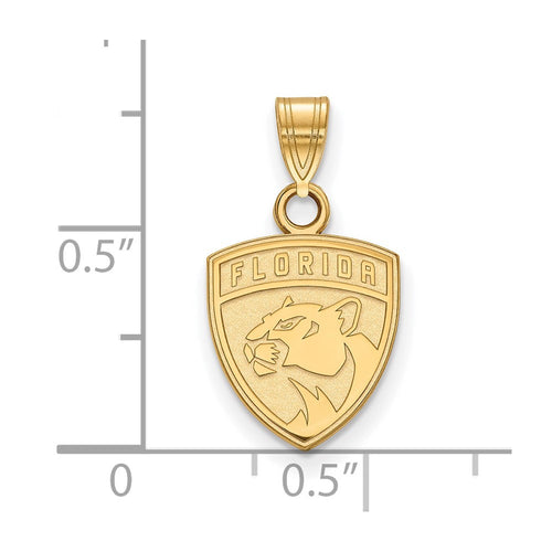 10k Gold NHL LogoArt Florida Panthers Small Pendant