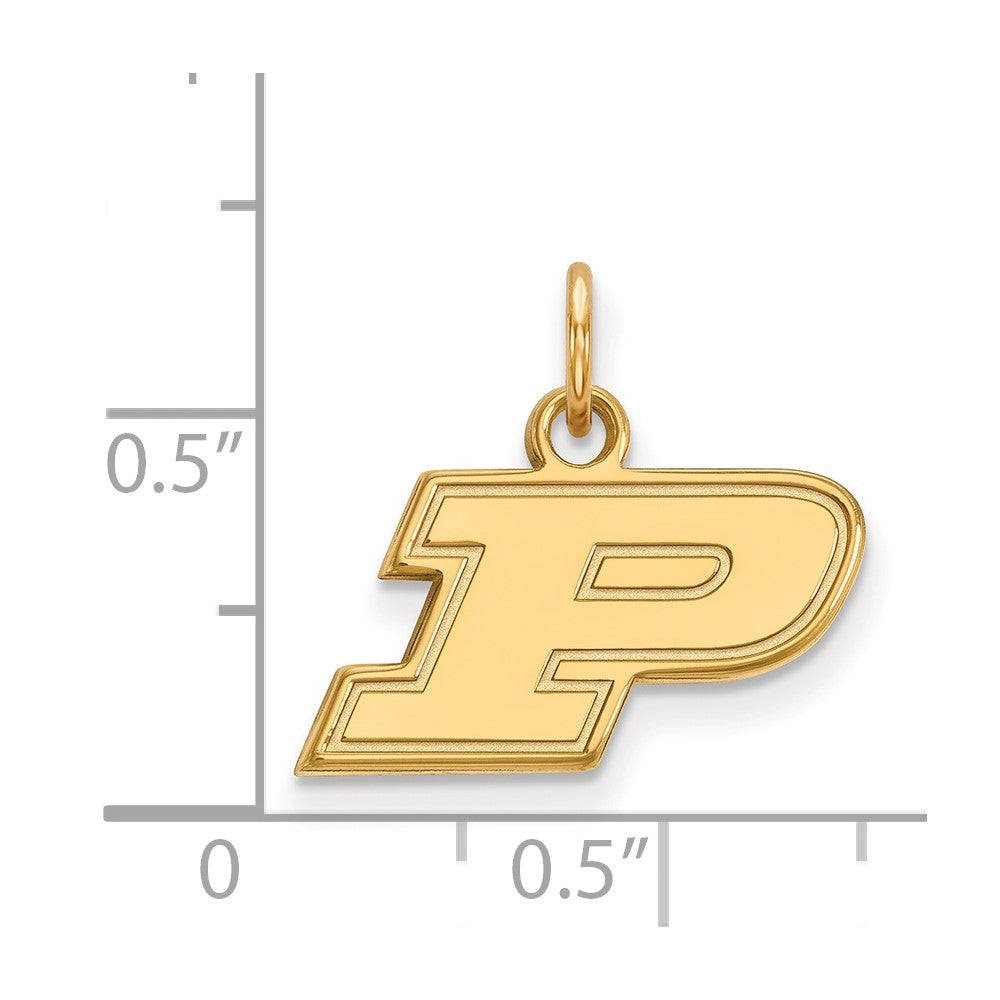 Sterling Silver Gold-plated LogoArt Purdue University Letter P Extra Small Pendant
