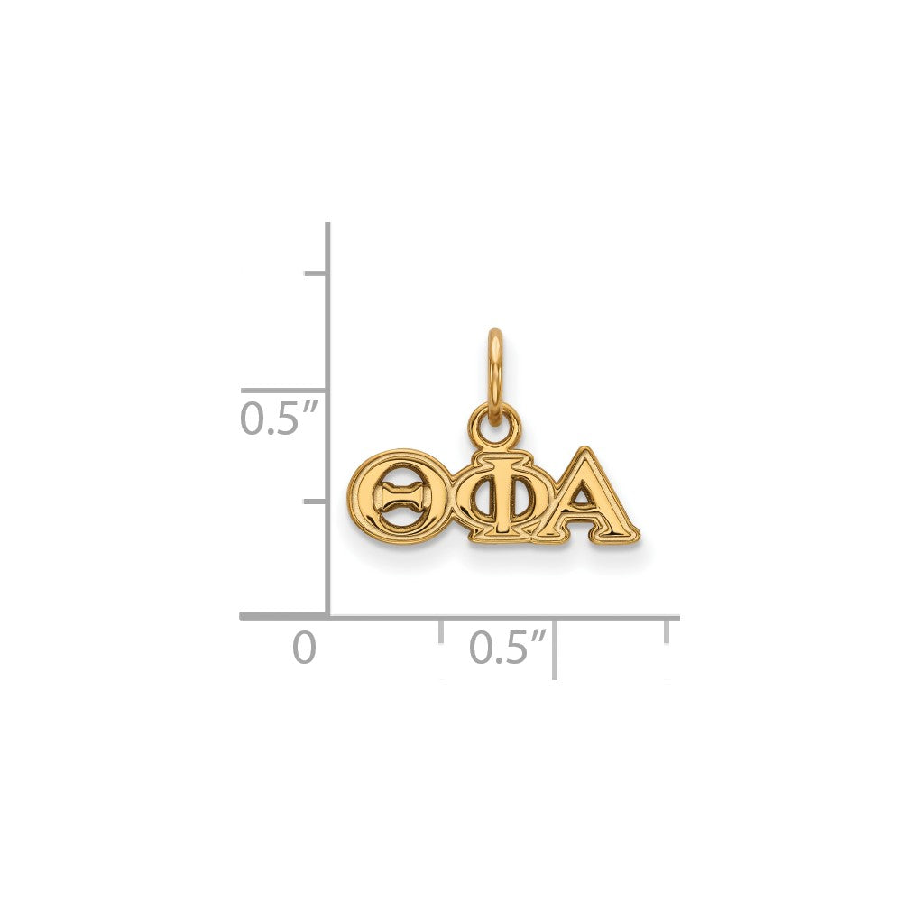 Sterling Silver Gold-plated LogoArt Theta Phi Alpha Sorority Greek Letters Extra Small Pendant