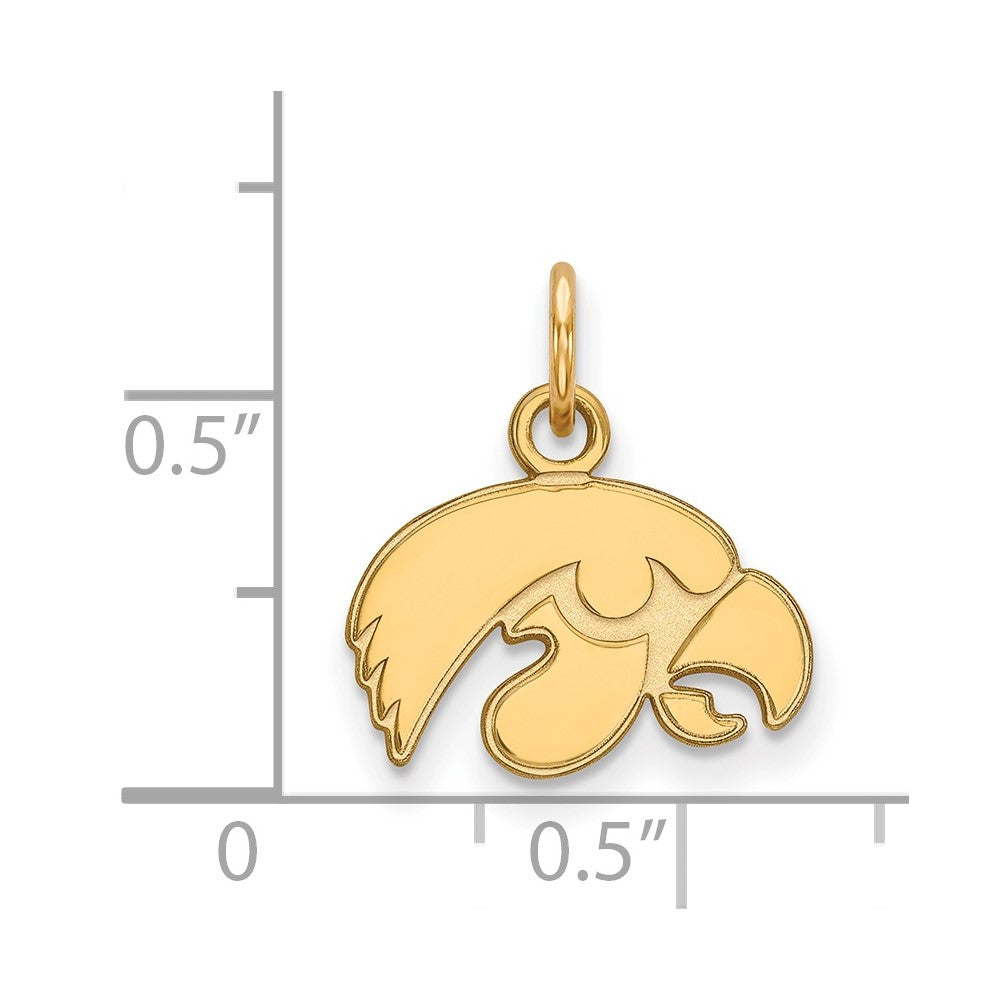 Sterling Silver Gold-plated LogoArt University of Iowa Hawk Extra Small Pendant
