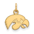Sterling Silver Gold-plated LogoArt University of Iowa Hawk Extra Small Pendant