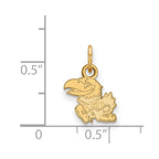 Sterling Silver Gold-plated LogoArt University of Kansas Jayhawk Extra Small Pendant