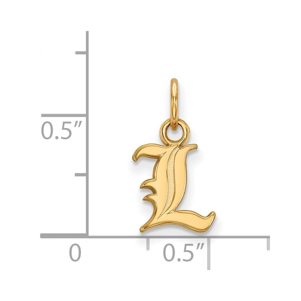 Sterling Silver Gold-plated LogoArt University of Louisville Letter L Extra Small Pendant
