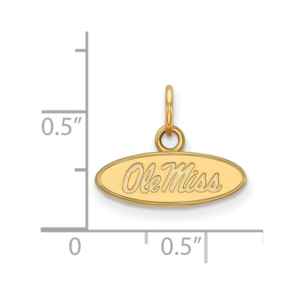 14k Gold LogoArt University of Mississippi Ole Miss Extra Small Oval Pendant