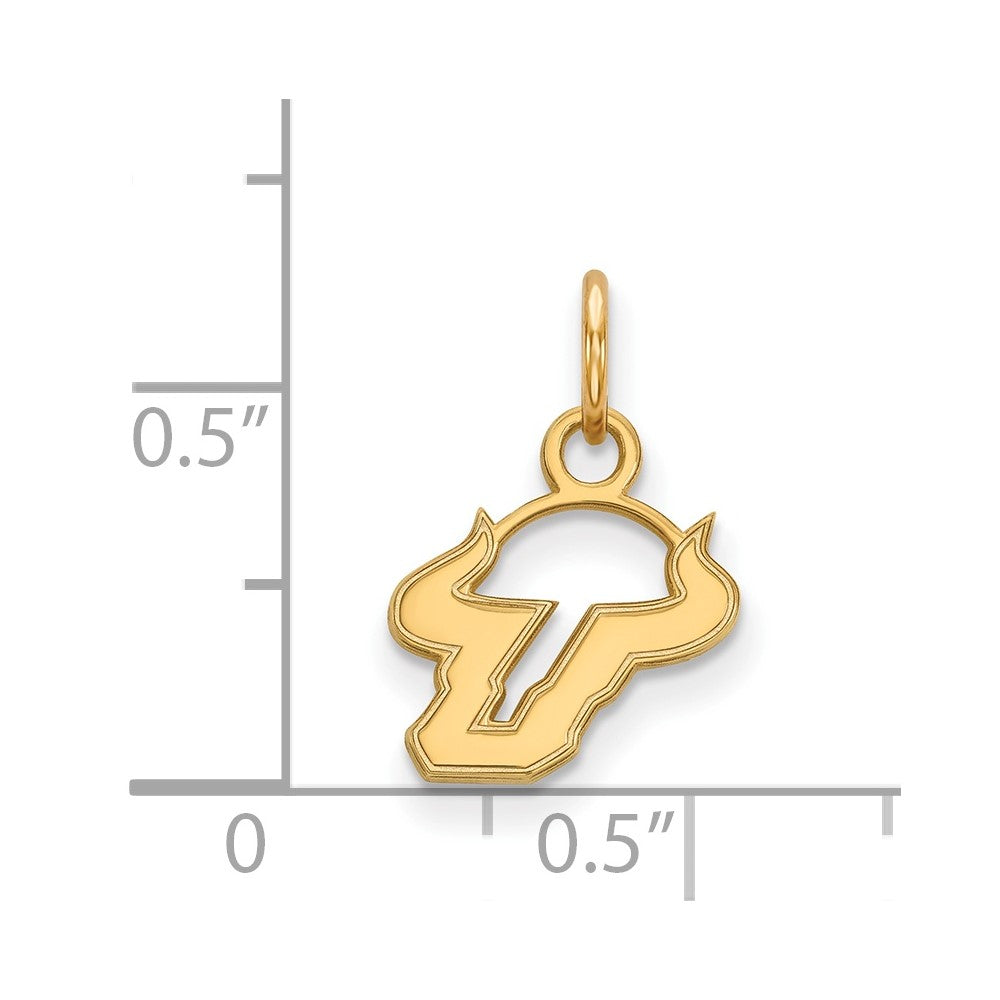 Sterling Silver Gold-plated LogoArt University of South Florida Bull Extra Small Pendant