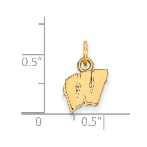 10k Gold LogoArt University of Wisconsin Letter W Extra Small Pendant