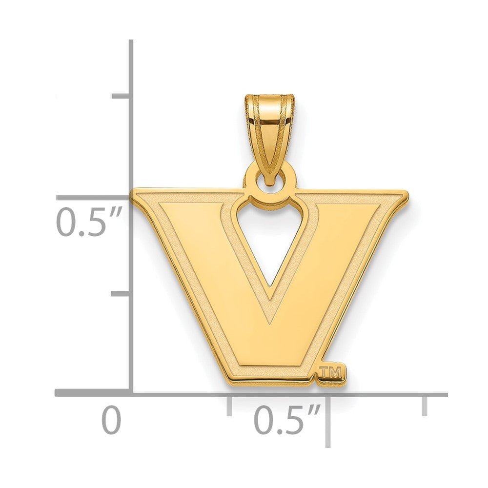 Sterling Silver w/GP LogoArt Vanderbilt University Small Pendant