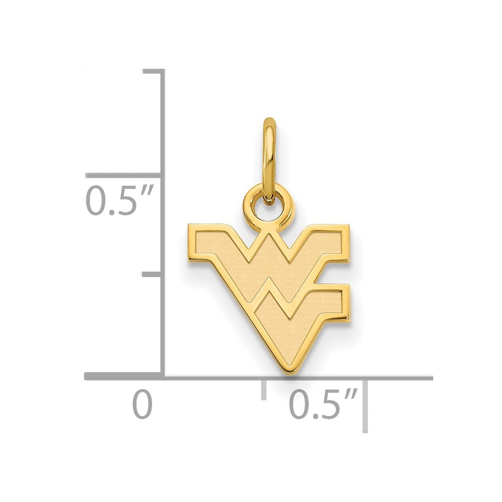 Sterling Silver Gold-plated LogoArt West Virginia University W-V Extra Small Pendant