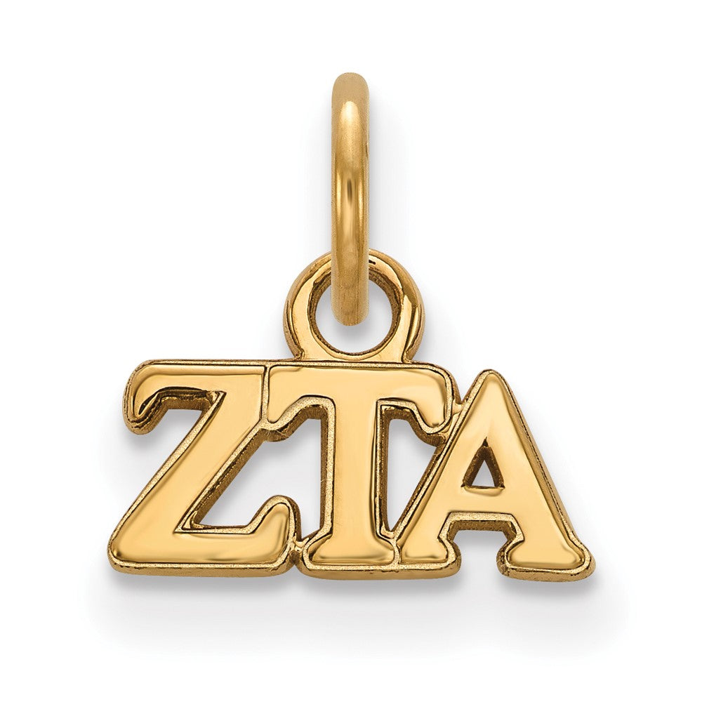 Sterling Silver Gold-plated LogoArt Zeta Tau Alpha Sorority Greek Letters Extra Small Pendant