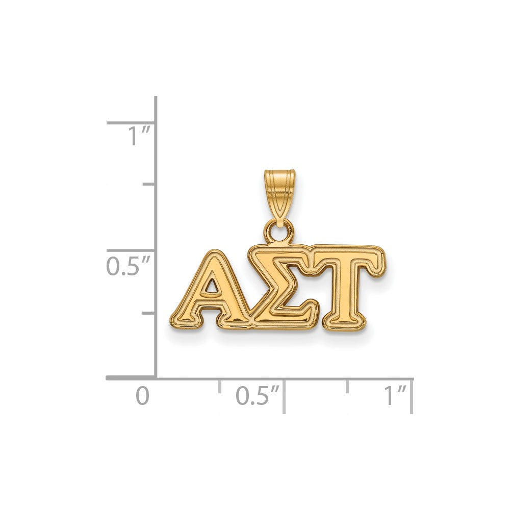 Sterling Silver Gold-plated LogoArt Alpha Sigma Tau Sorority Greek Letters Small Pendant
