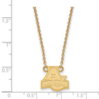 Sterling Silver Gold-plated LogoArt American University Small Pendant 18 inch Necklace