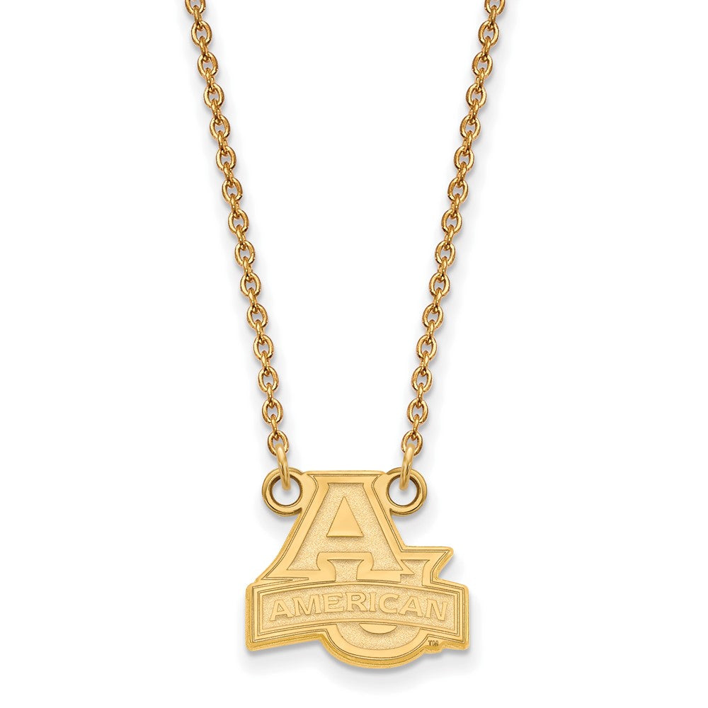 Sterling Silver Gold-plated LogoArt American University Small Pendant 18 inch Necklace