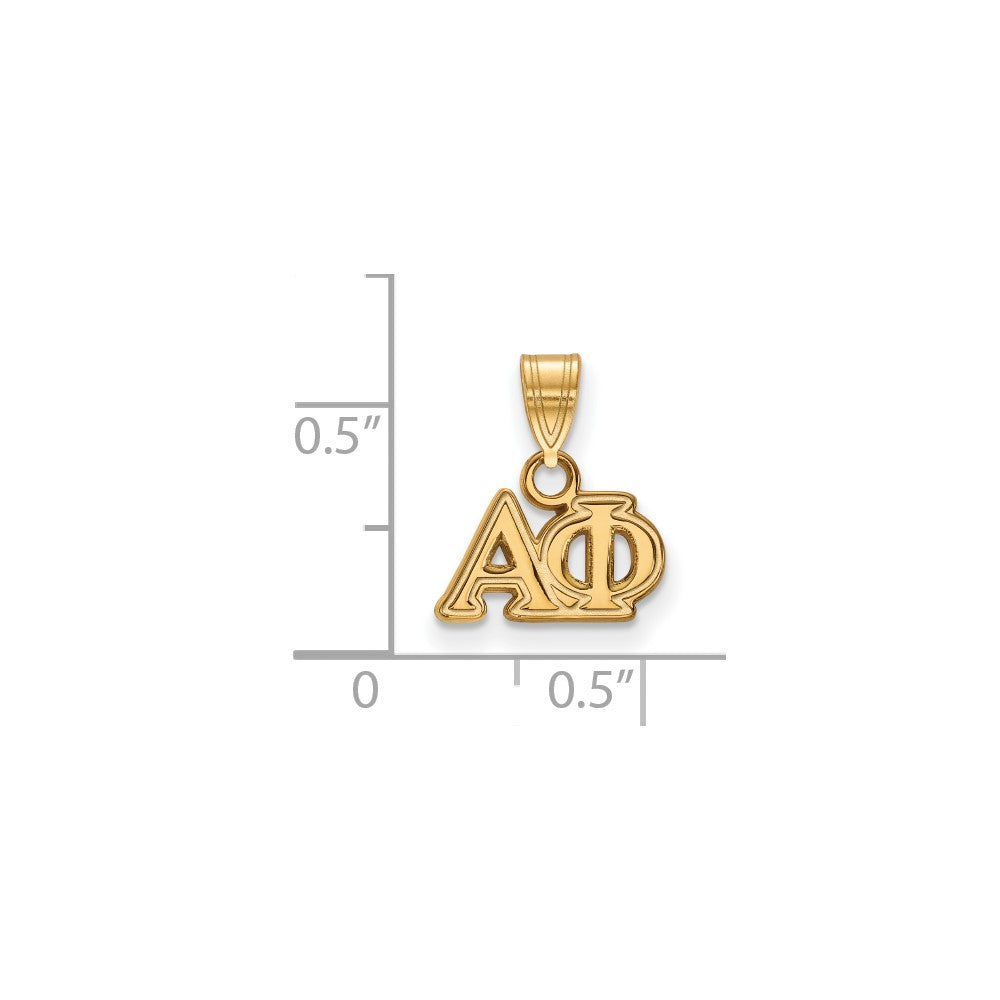 Sterling Silver Gold-plated LogoArt Alpha Phi Sorority Greek Letters Small Pendant