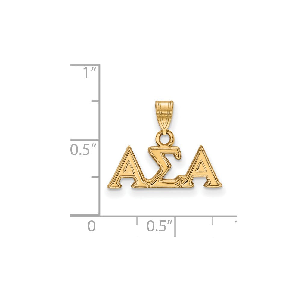 Sterling Silver Gold-plated LogoArt Alpha Sigma Alpha Sorority Greek Letters Small Pendant