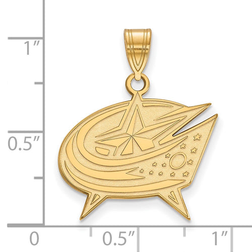 10k Gold NHL LogoArt Columbus Blue Jackets Large Pendant
