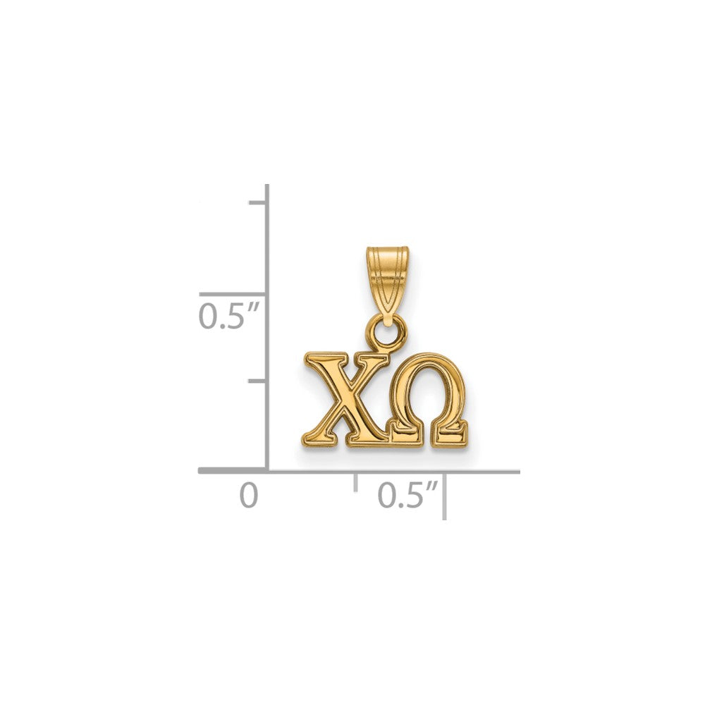 Sterling Silver Gold-plated LogoArt Chi Omega Sorority Greek Letters Small Pendant