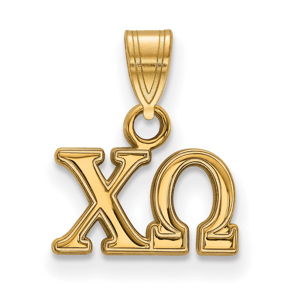 Sterling Silver Gold-plated LogoArt Chi Omega Sorority Greek Letters Small Pendant