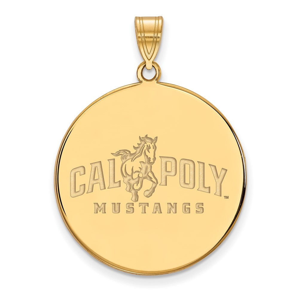 Sterling Silver Gold-plated LogoArt California Polytechnic State University Mustangs Extra Large Disc Pendant