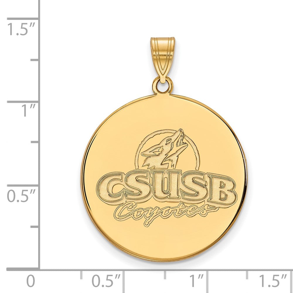 Sterling Silver Gold-plated LogoArt California State University San Bernardino Coyotes Extra Large Disc Pendant