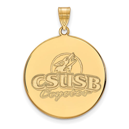 10k Gold LogoArt California State University San Bernardino Coyotes Extra Large Disc Pendant