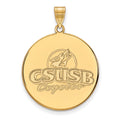 Sterling Silver Gold-plated LogoArt California State University San Bernardino Coyotes Extra Large Disc Pendant