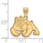 Sterling Silver Gold-plated LogoArt California State University Fresno Bulldog Medium Pendant