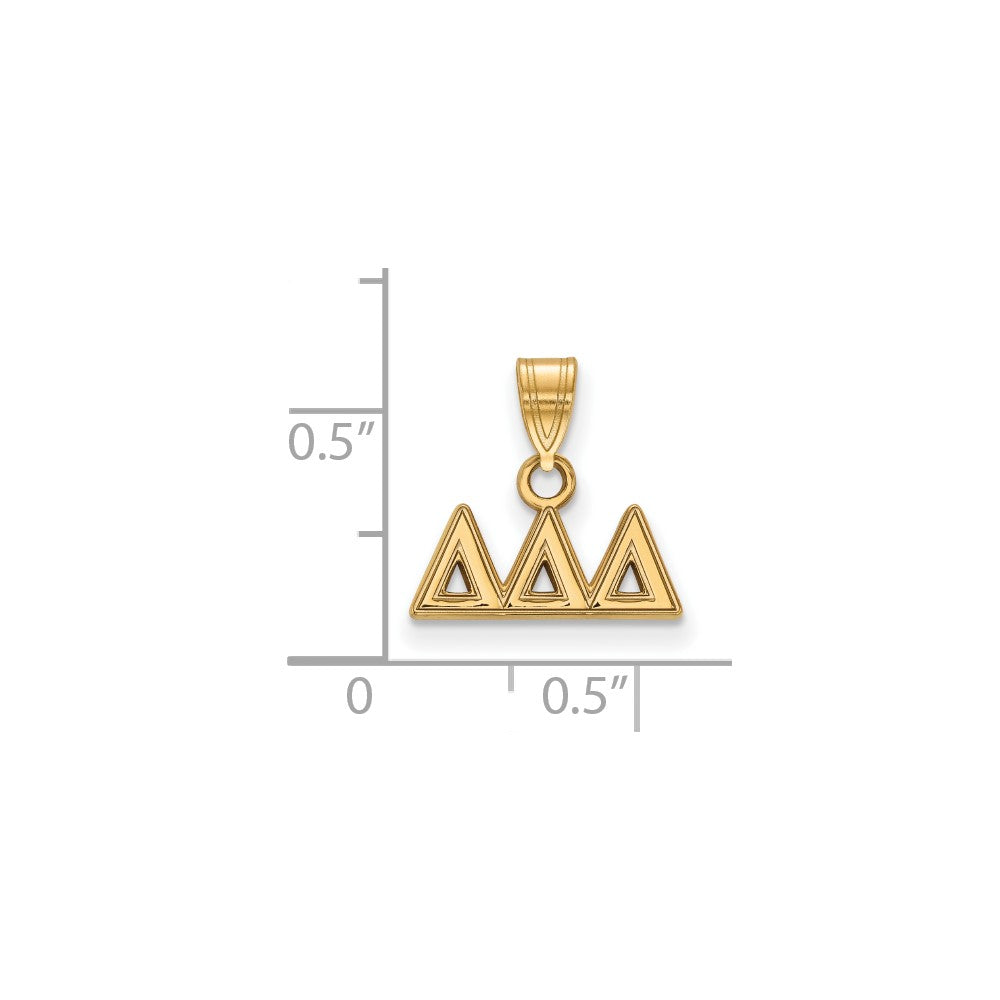 Sterling Silver Gold-plated LogoArt Delta Delta Delta Sorority Greek Letters Small Pendant