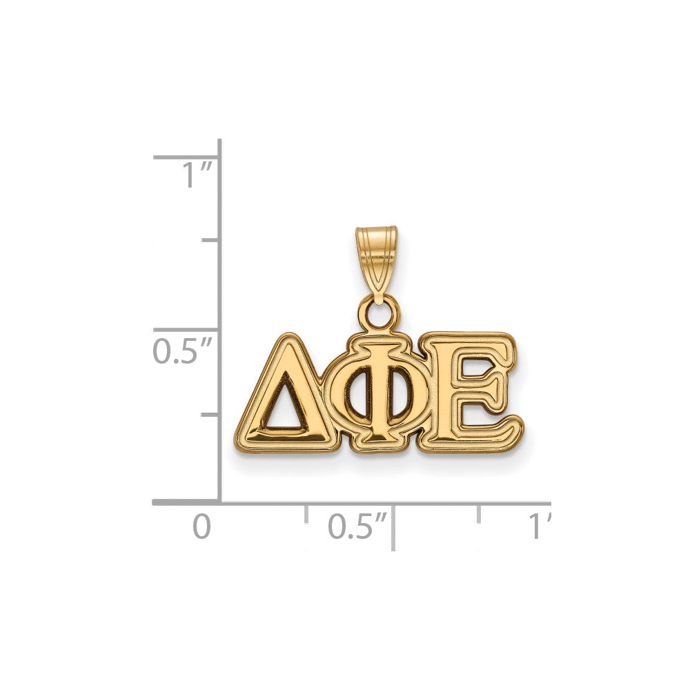 Sterling Silver Gold-plated LogoArt Delta Phi Epsilon Sorority Greek Letters Small Pendant