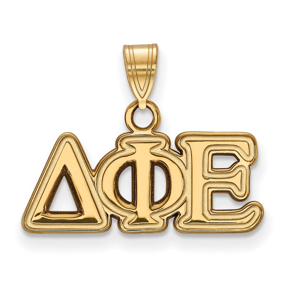 Sterling Silver Gold-plated LogoArt Delta Phi Epsilon Sorority Greek Letters Small Pendant