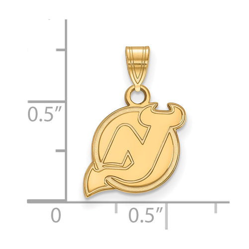 10k Gold NHL LogoArt New Jersey Devils Small Pendant