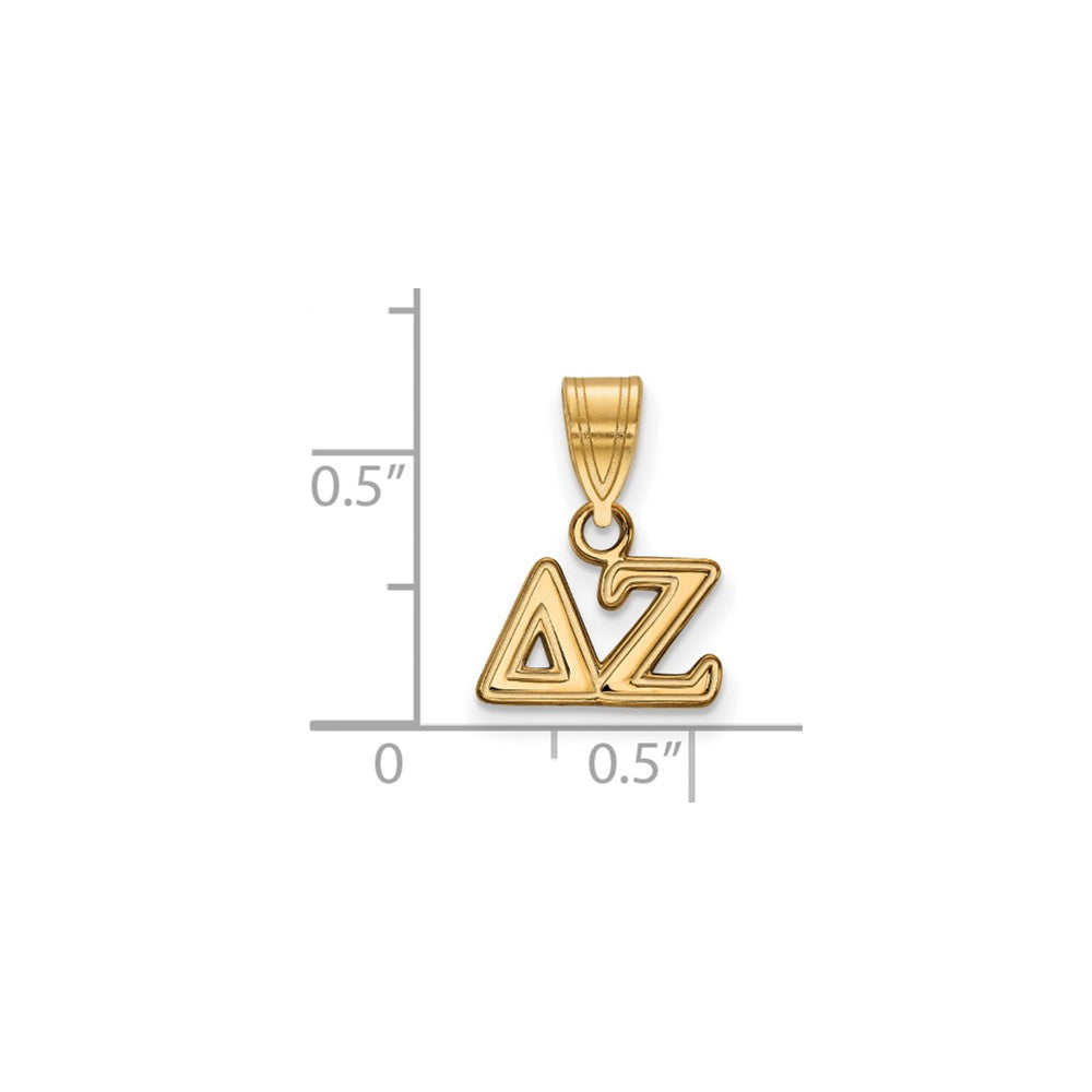 Sterling Silver Gold-plated LogoArt Delta Zeta Sorority Greek Letters Small Pendant