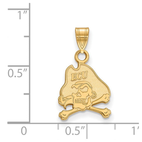 10k Gold LogoArt East Carolina University Pirate Small Pendant