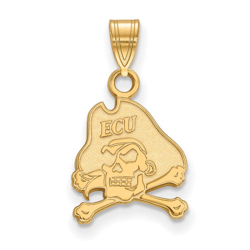 10k Gold LogoArt East Carolina University Pirate Small Pendant
