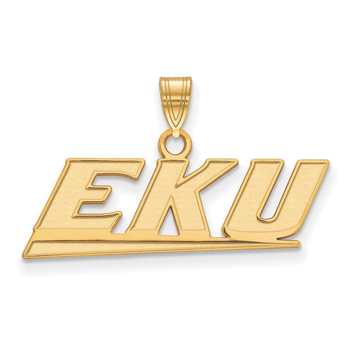 10k Gold LogoArt Eastern Kentucky University E-K-U Small Pendant