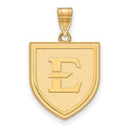 10k Gold LogoArt East Tennessee State University Letter E Shield Large Pendant