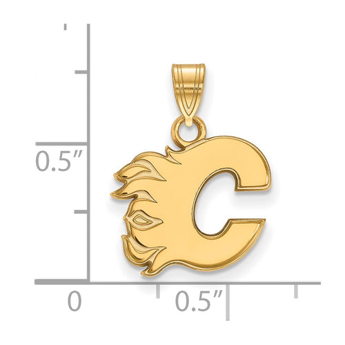 10k Gold NHL LogoArt Calgary Flames Letter C Small Pendant
