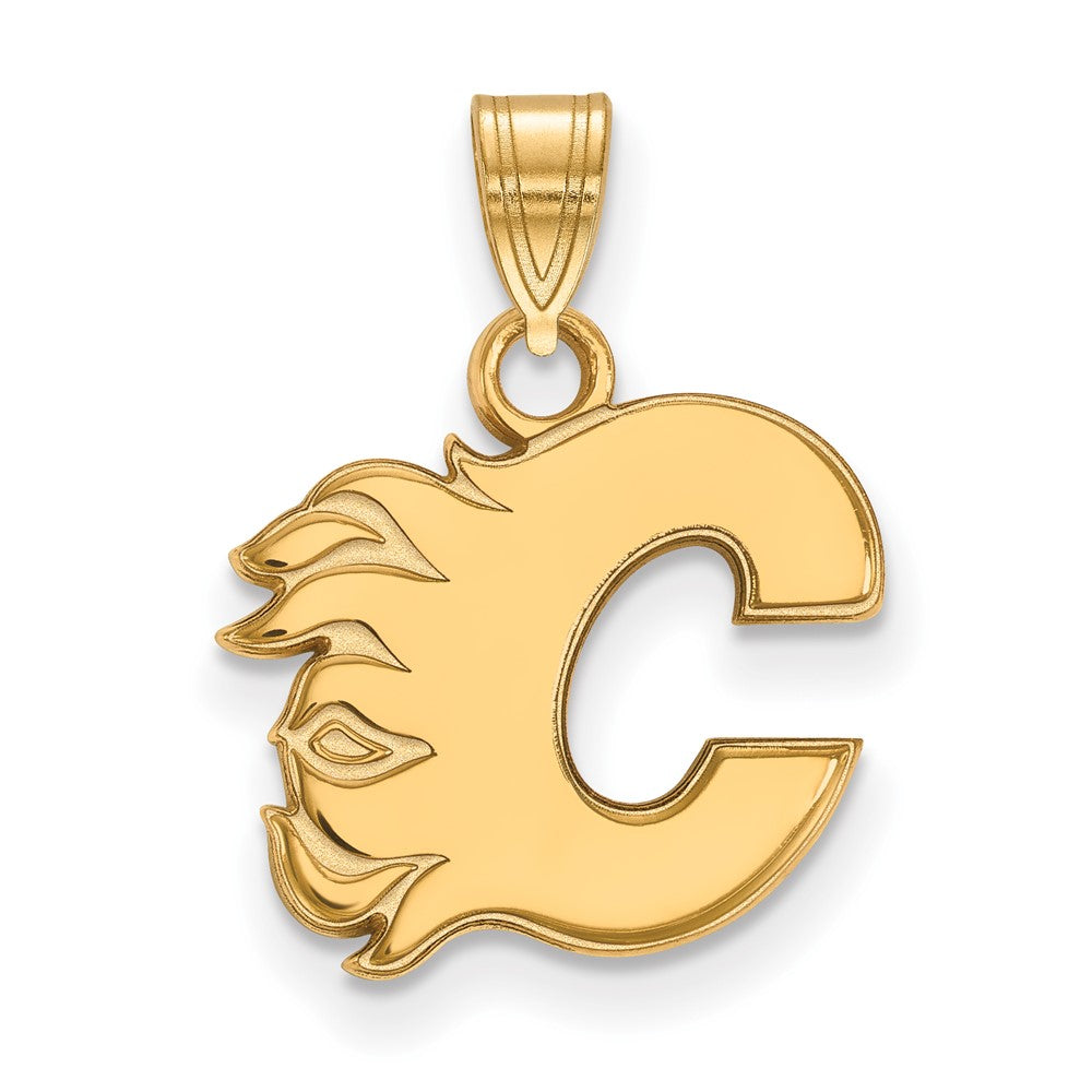 14k Gold NHL LogoArt Calgary Flames Letter C Small Pendant