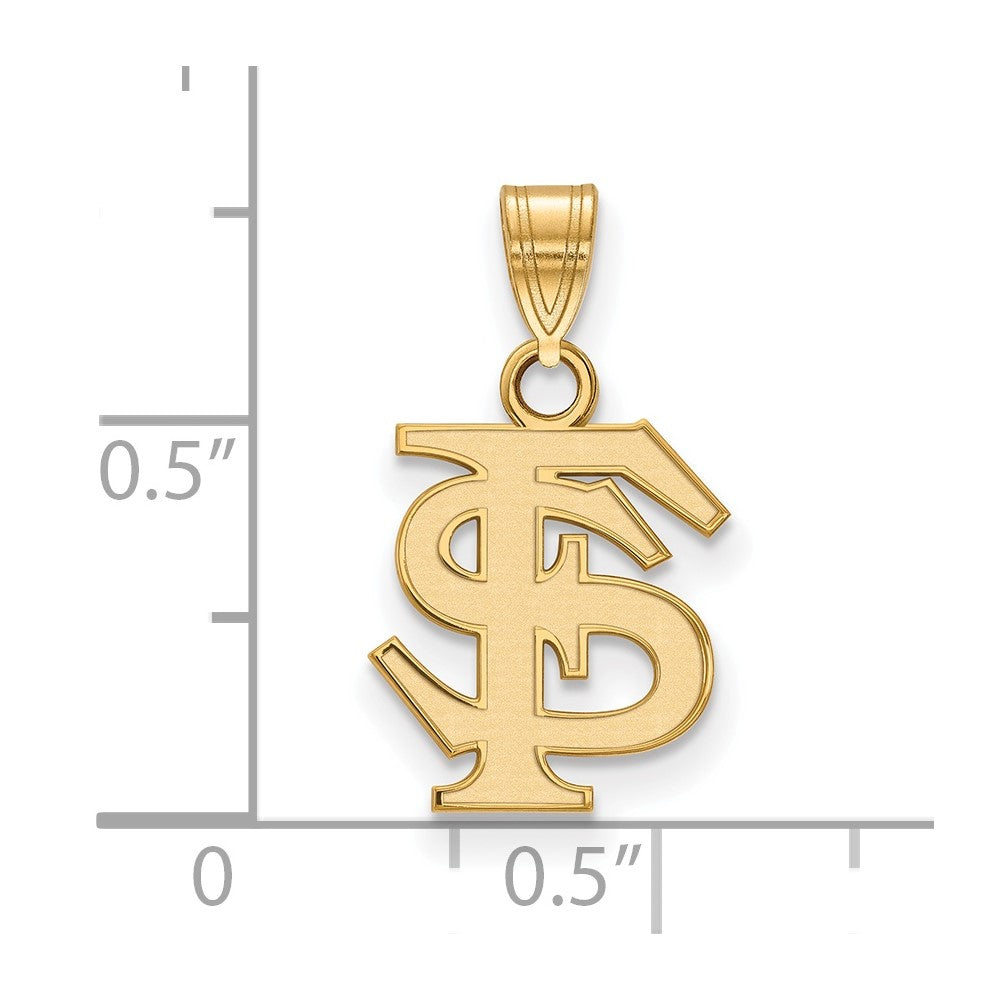 Sterling Silver Gold-plated LogoArt Florida State University F-S Small Pendant