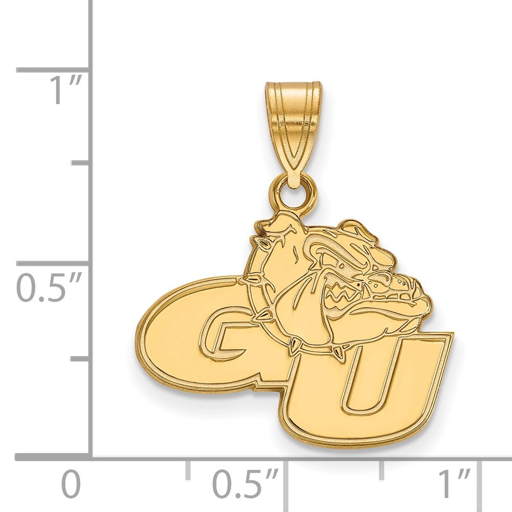 Sterling Silver Gold-plated LogoArt Gonzaga University G-U Bulldog Medium Pendant