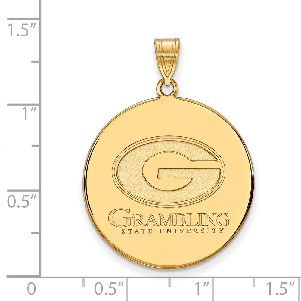 Sterling Silver Gold-plated LogoArt Grambling State University Extra Large Disc Pendant