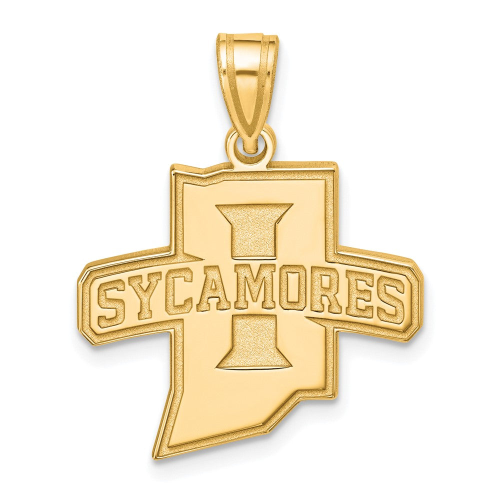 Sterling Silver Gold-plated LogoArt Indiana State University Sycamores Large Pendant