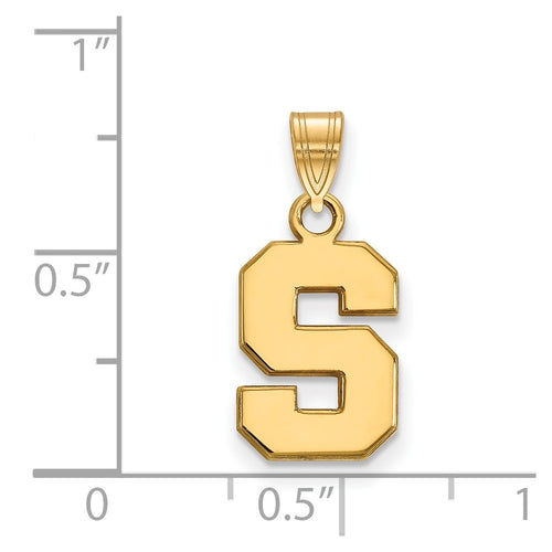10k Gold LogoArt Michigan State University Letter S Small Pendant