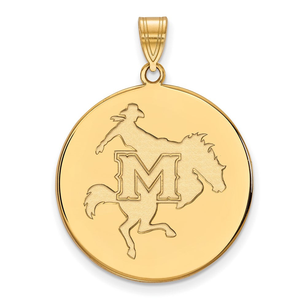 Sterling Silver Gold-plated LogoArt McNeese State University Extra Large Disc Pendant