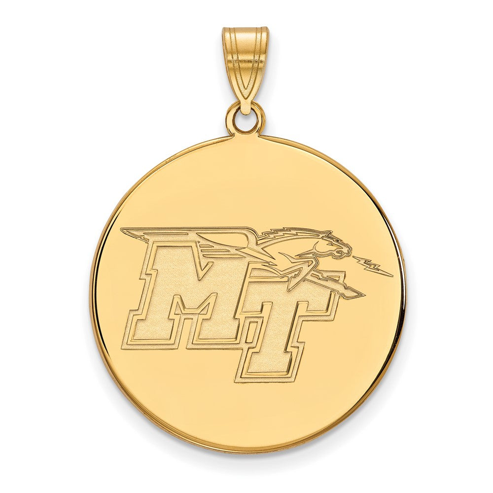 14k Gold LogoArt Middle Tennessee State University M-T Extra Large Disc Pendant